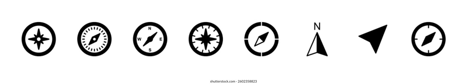 Compass icon set. arrow compass icon vector