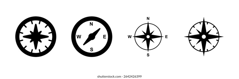Compass icon set. arrow compass icon vector