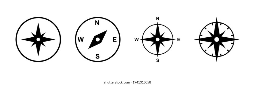 Compass icon set. arrow compass icon vectors