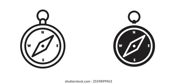 Compass Icon set in black color for ui designs