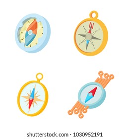 Compass icon set. Cartoon set of compass vector icons for web design isolated on white background