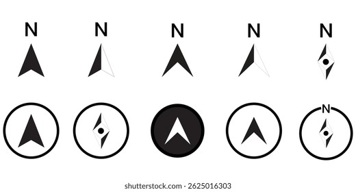 compass icon set, customizable stroke, vector, illustration