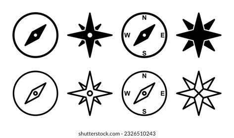 Compass icon set illustration. arrow compass icon sign and symbol