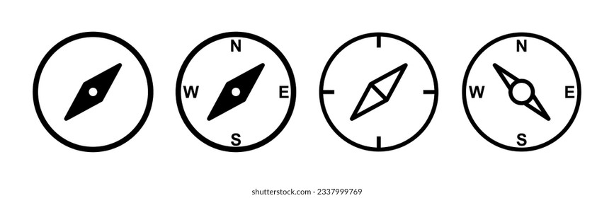 Kompass-Icon-Set-Illustration. Symbol für Pfeilkompass und Symbol