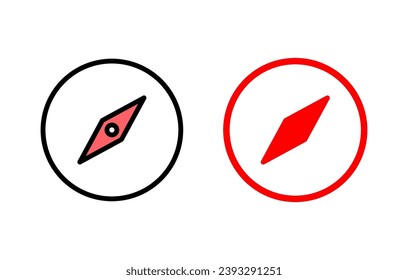 Kompass-Icon-Set-Illustration. Symbol für Pfeilkompass und Symbol