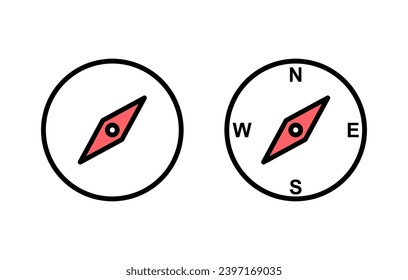Kompass-Icon-Set-Illustration. Symbol für Pfeilkompass und Symbol