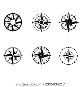 Compass icon set. Compass line art icon