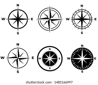 Compass icon set, logo isolated on white background