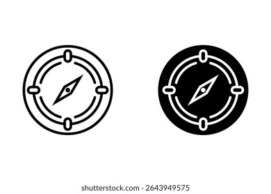 Compass icon set. Navigation compass vector. Line and glyph wind rose compass