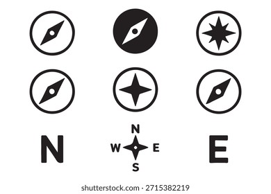 compass icon set , north arrow icon set . N direction sign . vector illustration .