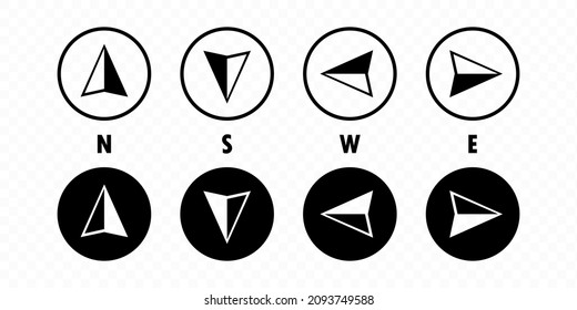 Compass icon set. North south east and west course icon. Compass symbol for your web site design, logo, app, UI. Vector line icon for Business and Advertising.