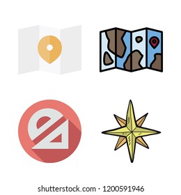 compass icon set. vector set about protractor, map and wind rose icons set.