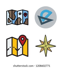 compass icon set. vector set about protractor, map and wind rose icons set.