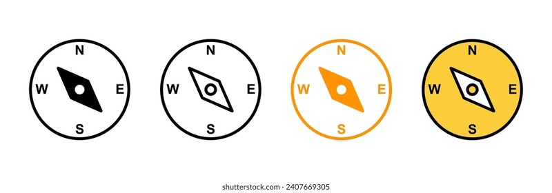 Compass icon set vector. arrow compass icon sign and symbol