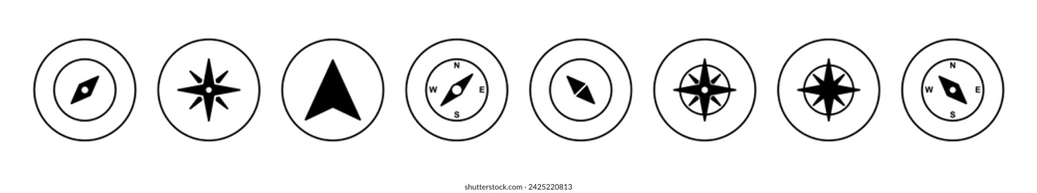 Compass icon set vector. arrow compass icon sign and symbol