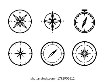Compass icon set - vector illustration