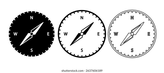 Compass icon set. Vector illustration.