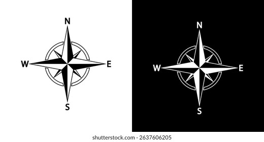 Compass icon set. Vector illustration.