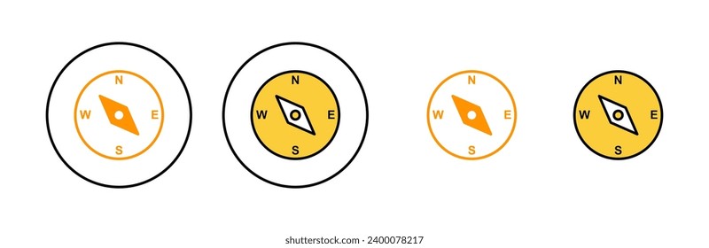 Juego de iconos de brújula para aplicaciones web y móviles. símbolo de icono de brújula de flecha