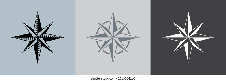 Juego de iconos de brújula, rosa de viento. Diseño moderno y sencillo. Ilustración del vector EPS 10