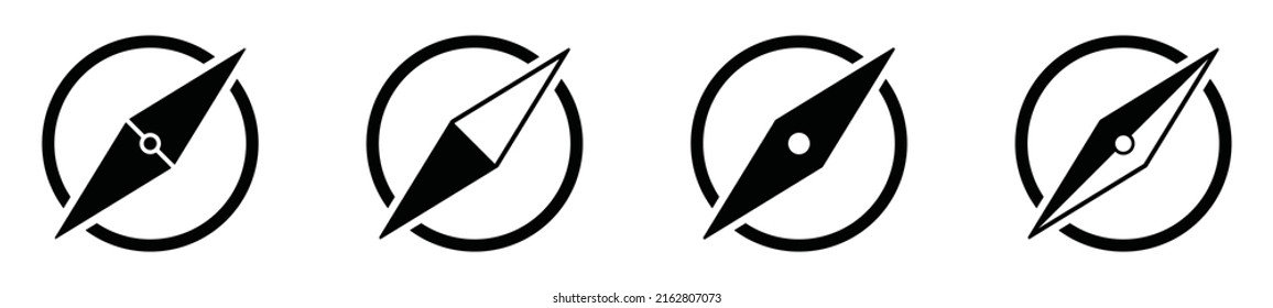 Compass Icon Set. Wind Rose Icon, Vector Illustration