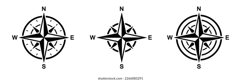 Compass icon set. Wind rose icon, Vector illustration