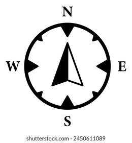 Compass icon. Silhouette style. Navigation sign.