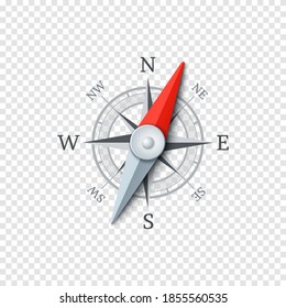 Icono de brújula. Simple herramienta abstracta para viajar, turismo, ciencia, se pierden aislados en blanco. Plantilla para los proyectos. Ilustración vectorial.