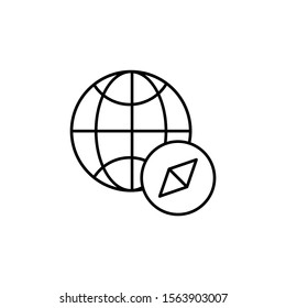 Compass icon. Simple line, outline vector of globe icons for ui and ux, website or mobile application