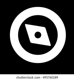 Compass icon. Simple logo of compass isolated on black background. Flat vector illustration.