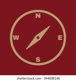 The compass icon. Compass symbol. Flat Icon