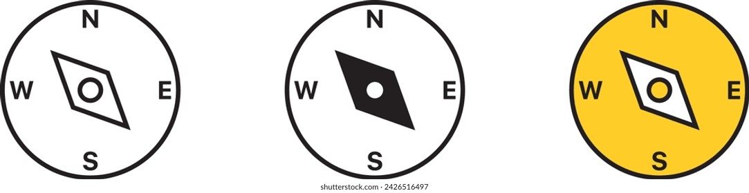 Compass Icon, Symbol Lined, isolated and Colored Style. Vector illustration