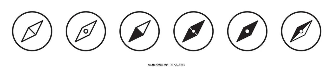 Compass icon. Compass symbol set. Wind rose icon, Vector Illustration
