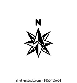 Símbolo de icono de brújula vector sobre fondo blanco
