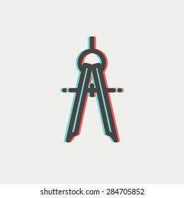 Compass icon thin line for web and mobile, modern minimalistic flat design. Vector icon with dark grey outline and offset colour on light grey background.