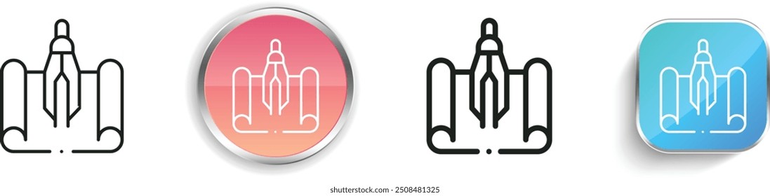 compass icon. Thin Linear, Regular and Button Style Design Isolated On White Background