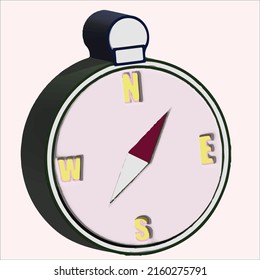 Kompasssymbol, Reisenavigationskonzept. Website, Minimal Cartoon Stil 3d rendern. Illustration Compass Icon 3d Windrose Vektorgrafik. kompass isolierter 3D-Renderkompass.