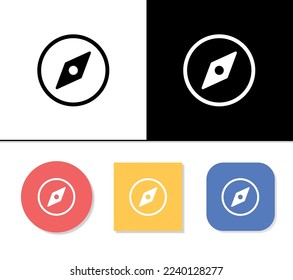 Compass icon travel symbols button for web app banner logo - Vector