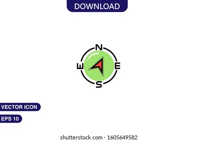 Compass icon in trendy flat style isolated on white background vector illustration