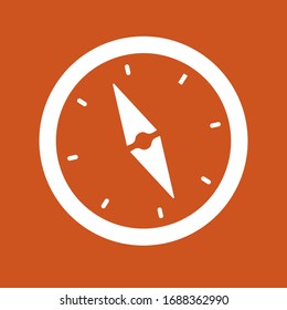 Compass icon in trendy flat style isolated on red background. Vector illustration, EPS 10.