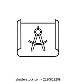 Compass Icon in trendy flat style isolated on grey background. Architecture symbol for your web site design, logo, app, UI. Vector illustration.