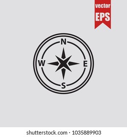 Icono de brújula en la última versión aislada en fondo gris.Ilustración vectorial.