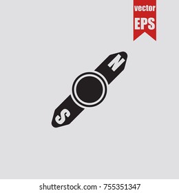 Compass icon in trendy isolated on grey background.Vector illustration.
