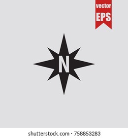Compass icon in trendy isolated on grey background.Vector illustration.