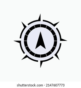 Compass Icon. Trip Tools and Adventure Navigation, Journey Equipment Symbol - Vector.