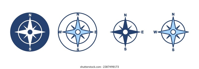 Vector de icono de brújula. símbolo de icono de brújula de flecha
