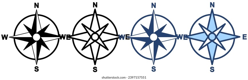 Compass icon vector. arrow compass icon sign and symbol