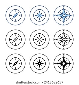 Vector de icono de brújula. símbolo de icono de brújula de flecha