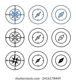 Compass icon vector. arrow compass icon sign and symbol
