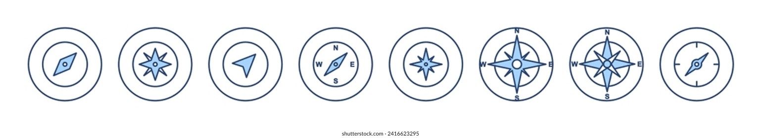 Vector de icono de brújula. símbolo de icono de brújula de flecha